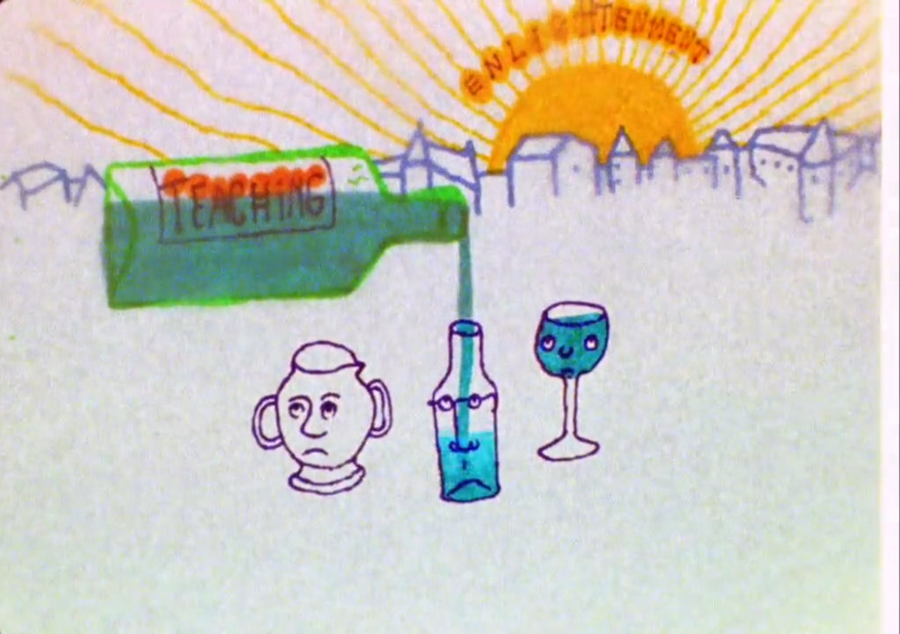 zeichnung von flaschenabfüllung. still-frame aus gondrys 'is the man who is tall happy'